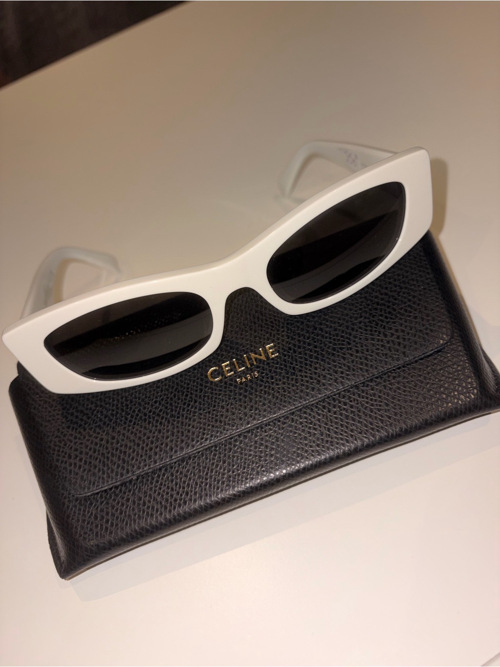 Celine White Frame Black Lens Cat-Eye Sunglasses